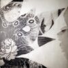 palladium print - abstract image of snake tattoo and a peony flower by Alice Garik