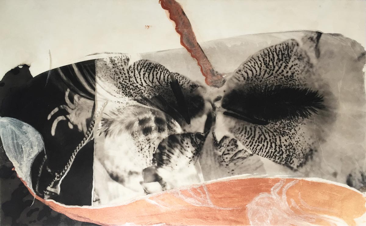 palladium print - abstract image of a spider tattoo and iris by Alice Garik